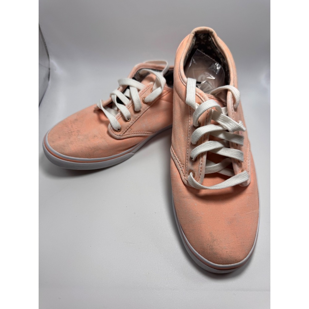 Vans Women 8.5 Peach Canvas Low Top Sneakers Lace Up Star Lining TC9R